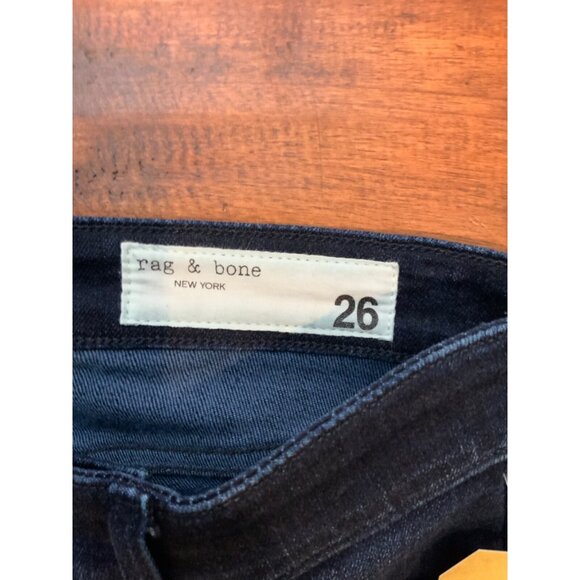 Rag & Bone Dark Wash Cate Shorty Skinny Blue Denim Jeans Distressed, Size 26 - Picture 3 of 4